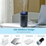 Car aromatherapy humidifier with USB interface, can add essential oils and air fresheners, USB cool mist mini portable aromatherapy diffuser, suitable for cars, homes, offices and bedrooms (black). - Image 4