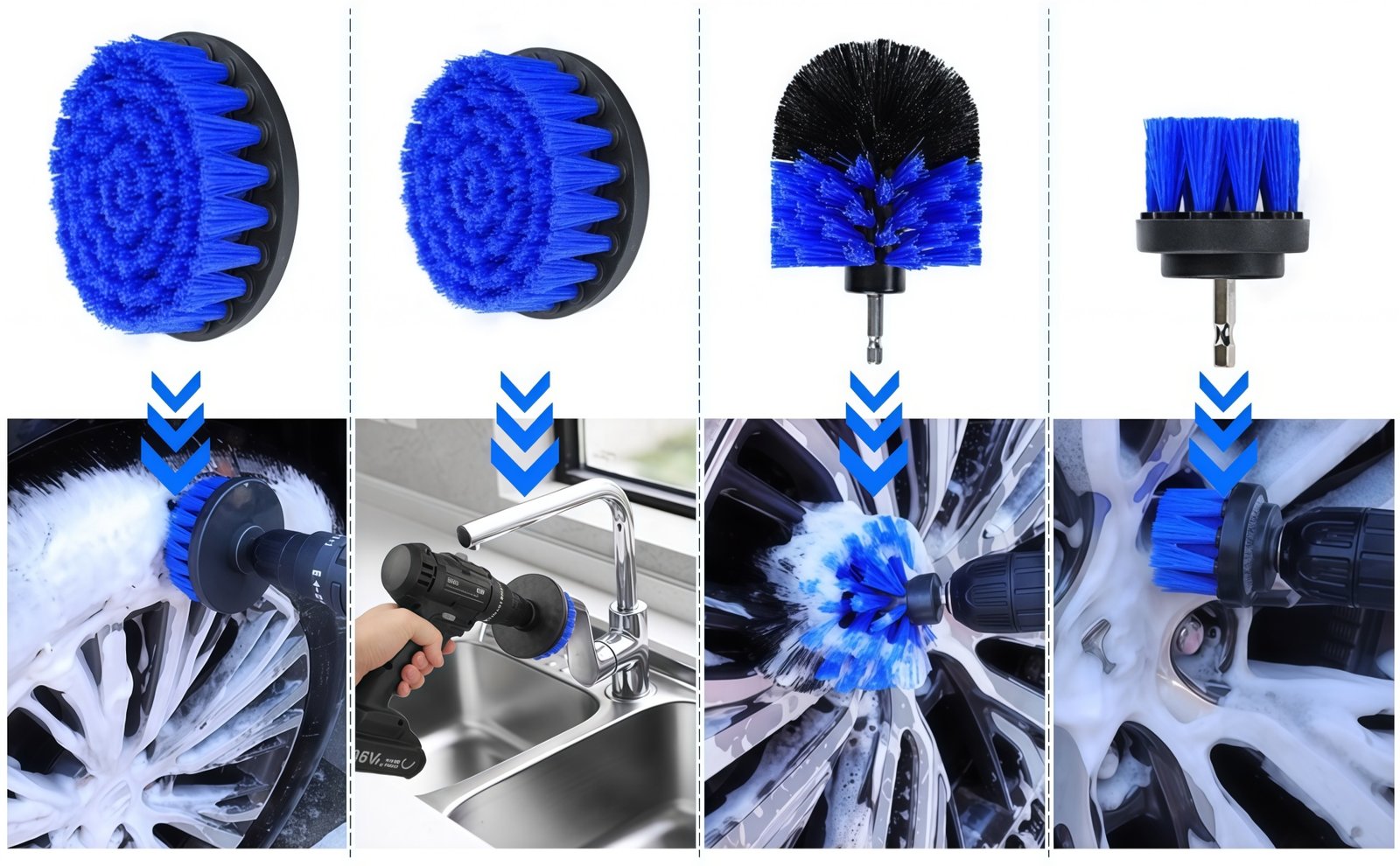 26-Piece Car Detailing Brush Set 2 drill brush attachment set for car wheels and deep cleaning