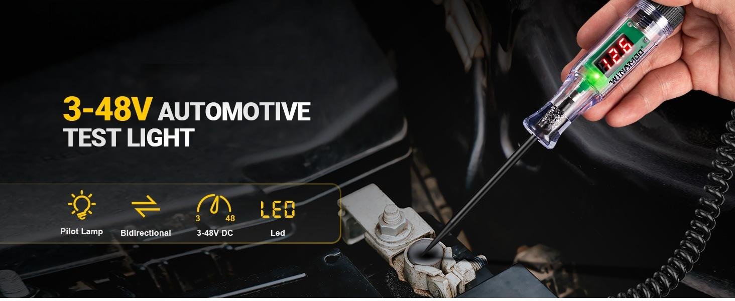 Circuit tester with digital voltage display for automotive electrical testing
