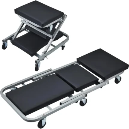 Mechanic's repair creeper board, an essential tool for the garage, 36-inch Z-shaped creeper chair, 2-in-1 design, 300 lbs weight capacity, low-profile design, equipped with 6 wheels, suitable for garages and repair shops.