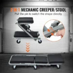 Mechanic's repair creeper board, an essential tool for the garage, 36-inch Z-shaped creeper chair, 2-in-1 design, 300 lbs weight capacity, low-profile design, equipped with 6 wheels, suitable for garages and repair shops. - Image 2