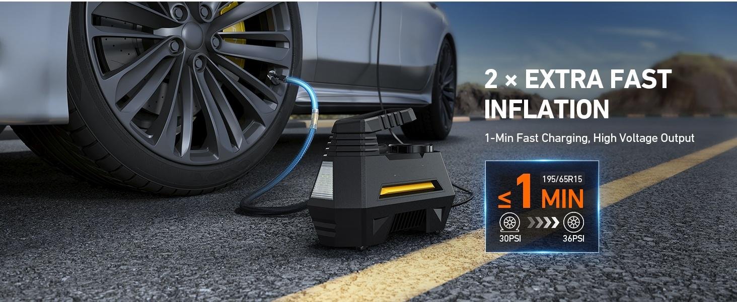 RoadReady™ 12V Smart Tire Inflator 8 Portable tire inflator for road trips and emergency tire pressure