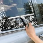 Multi-functional stainless steel shower door squeegee with 2 adhesive hooks, bathroom cleaning tool, household window mirror squeegee for cleaning tiled walls, cars, 10-inch silver. - Image 6