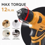 132-Piece Yellow Tool Kit with 8V Cordless Drill - Image 2
