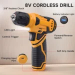 132-Piece Yellow Tool Kit with 8V Cordless Drill - Image 4