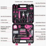132-Piece Pink Tool Kit with 8V Cordless Drill - Image 4