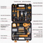 132-Piece Yellow Tool Kit with 8V Cordless Drill - Image 6