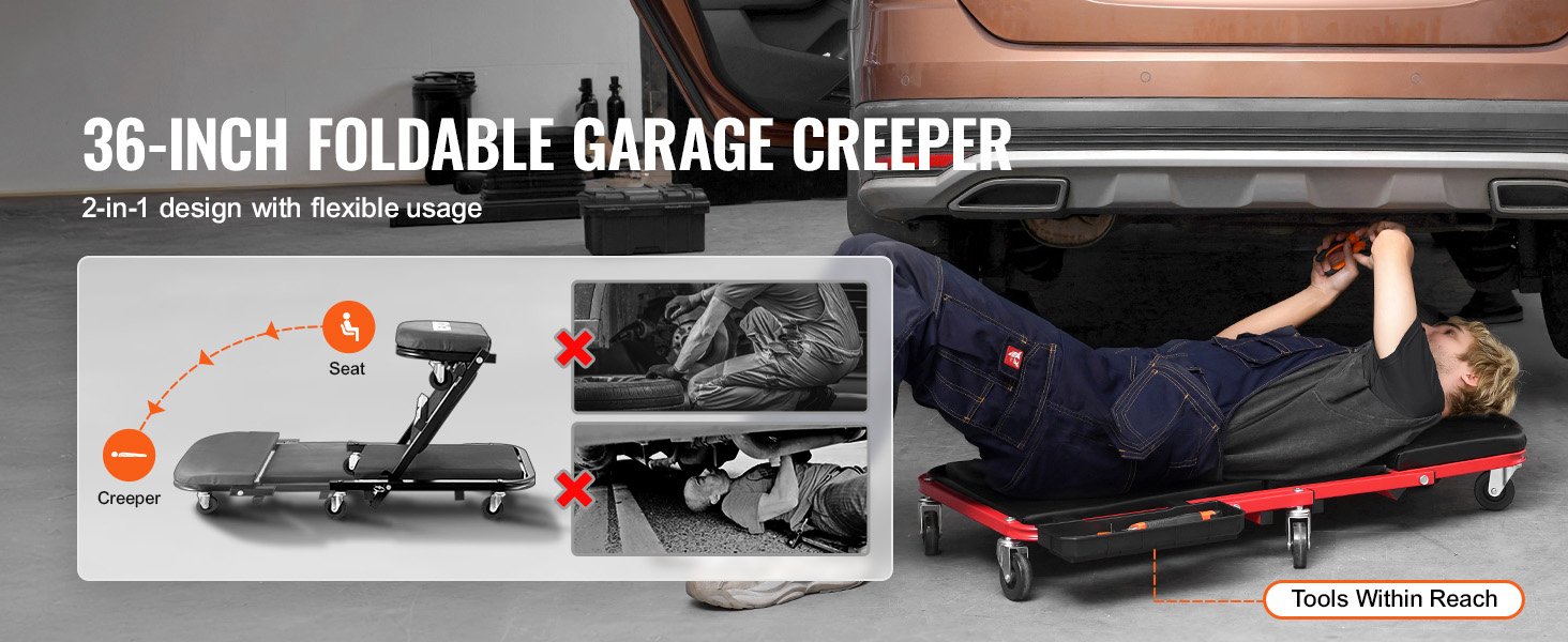 heavy-duty foldable Z creeper seat for garage repair and vehicle maintenance