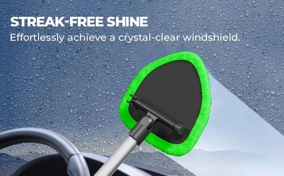 car windshield cleaner microfiber pad and handle detail