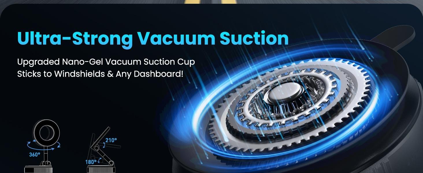 Strong vacuum suction MagSafe Car Mount for windshield dashboard and smooth surfaces