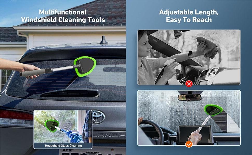 inside windshield cleaner accessory view with microfiber pads