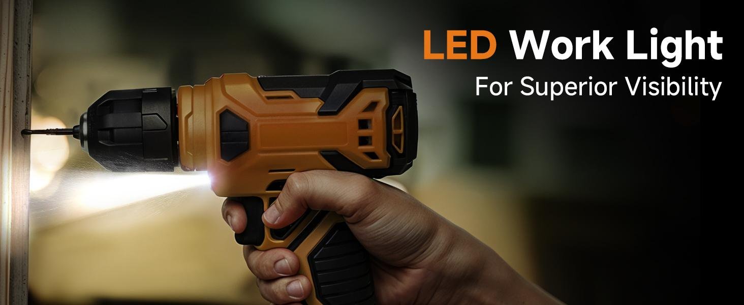 132-Piece Yellow Tool Kit with 8V Cordless Drill 5 1500mAh rechargeable battery and Type-C charging cable for 8V cordless drill kit