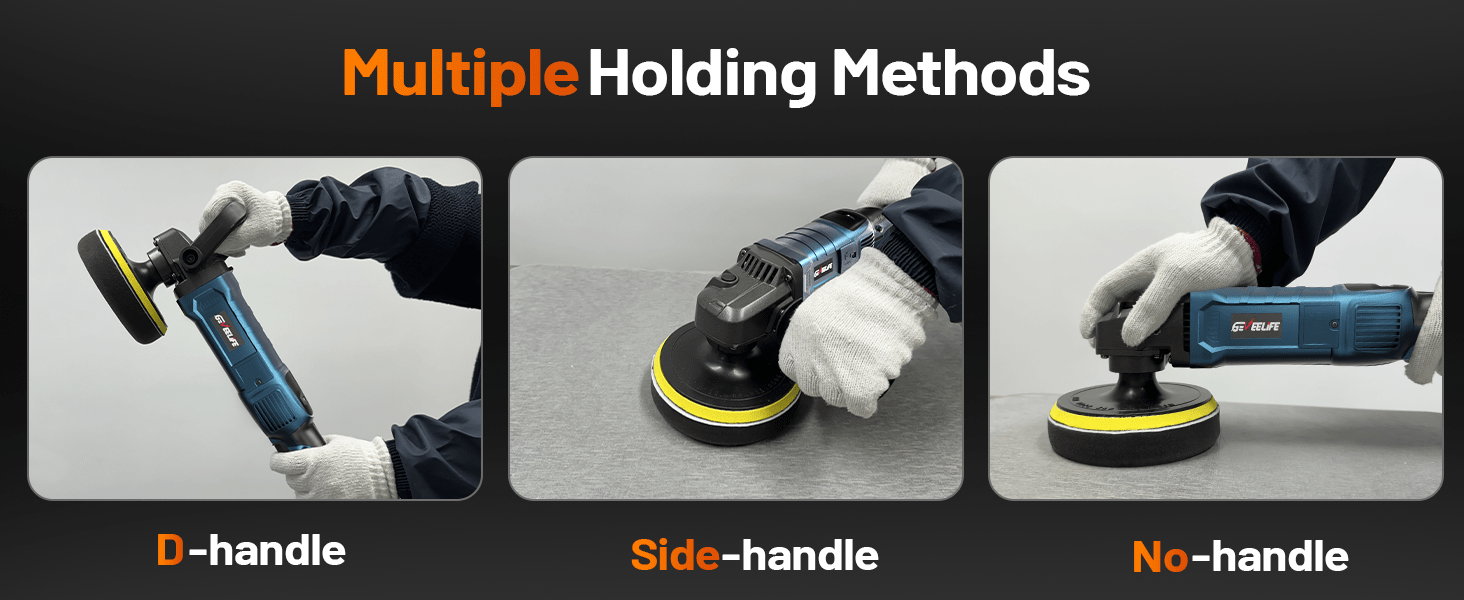 Car buffer polisher handle options for stable polishing control