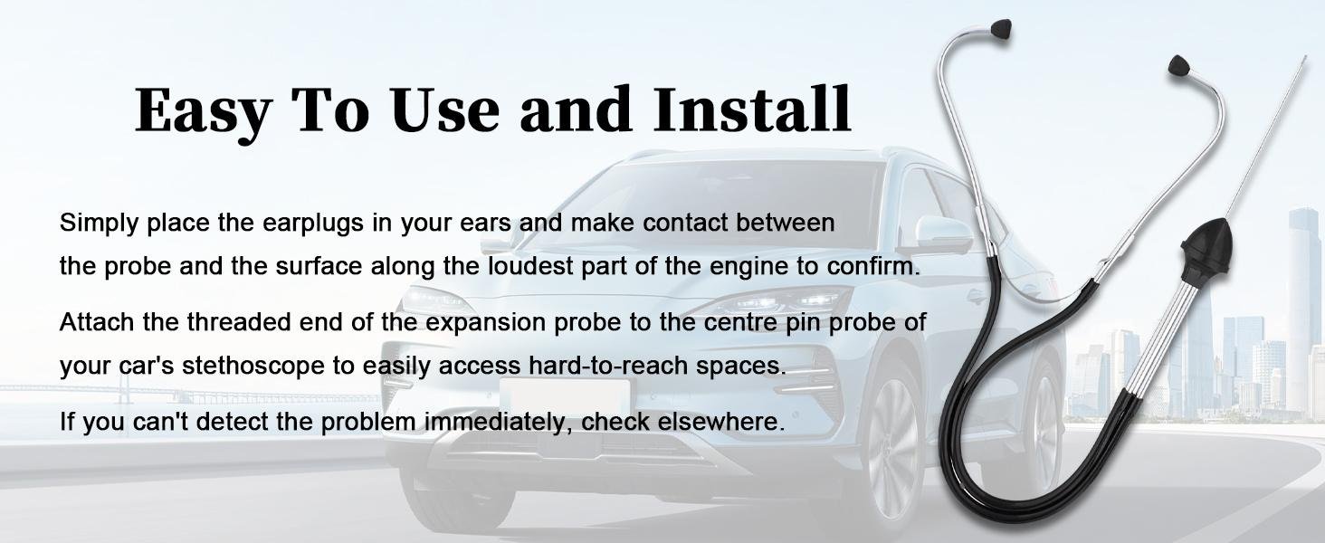 Easy to use automotive stethoscope for checking engine noise