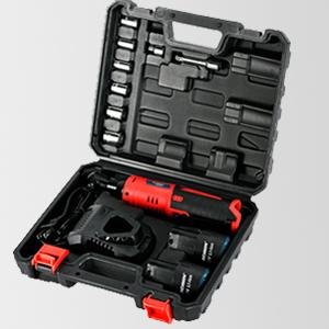 Electric ratchet tool set with organized carry case and accessories