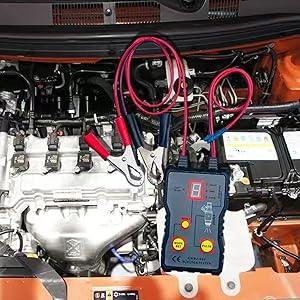 12V fuel injector tester display with clear control buttons for pulse mode testing