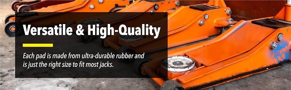 Grooved rubber jack pad used with floor jack for garage maintenance
