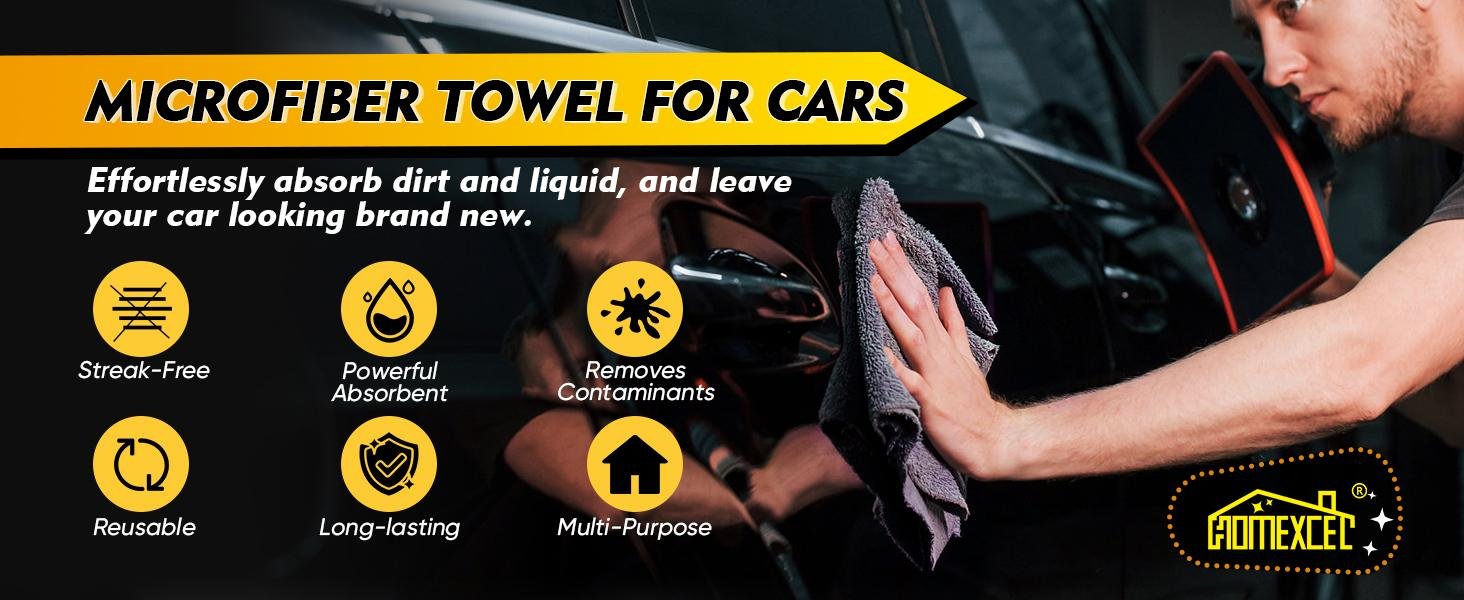 Microfiber cleaning cloth 12 pack for car detailing drying and streak free cleaning