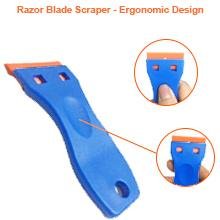 Ergonomic plastic scraper tool with comfortable thumb control