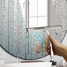 Ergonomic shower door squeegee handle for comfortable daily cleaning