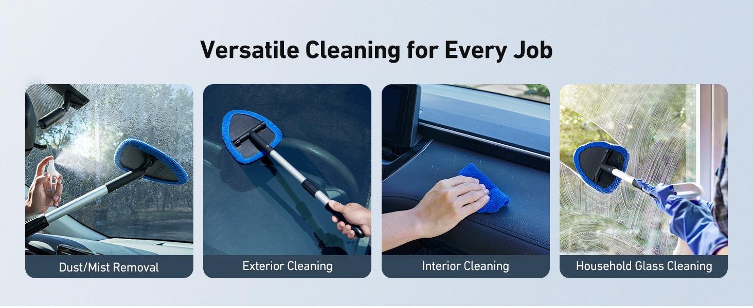 Windshield cleaning kit with 4 microfiber pads spray bottle and storage bag